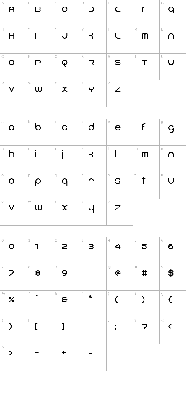 bayer-sans character map