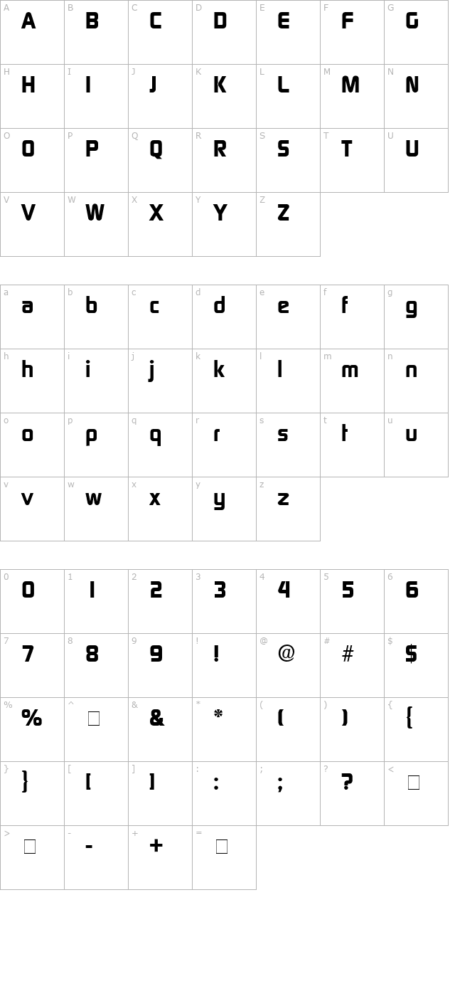 Bazouk SSi Bold character map