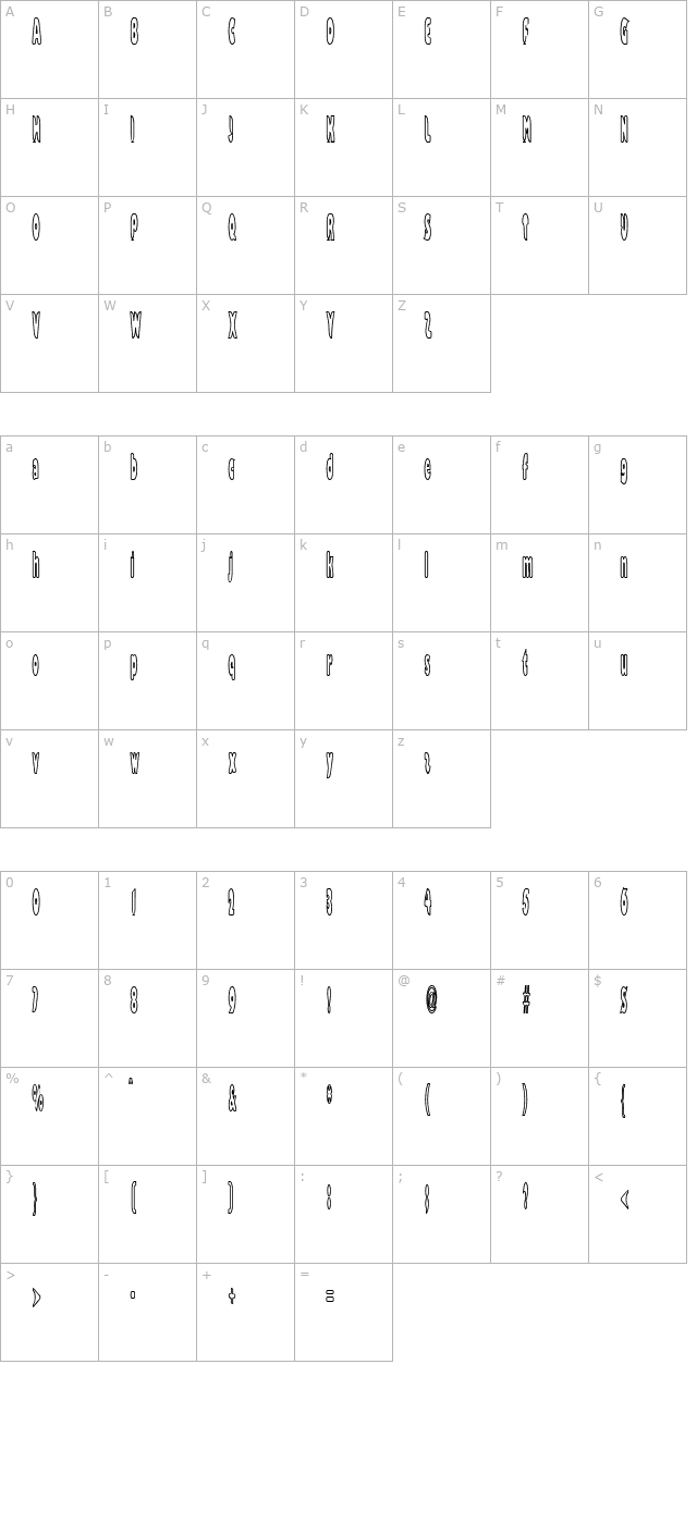 Bazzomba character map
