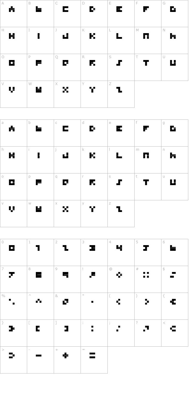 BD TINYFONT OTF character map