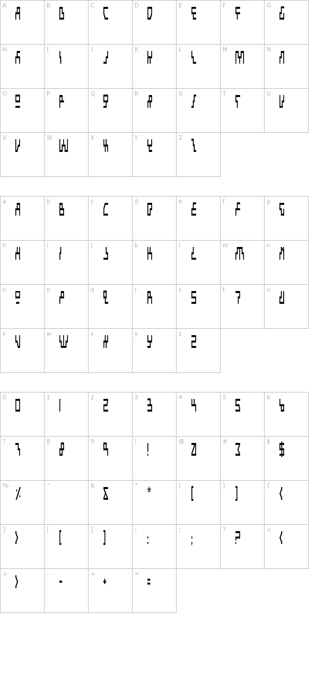 beam-rider-condensed character map