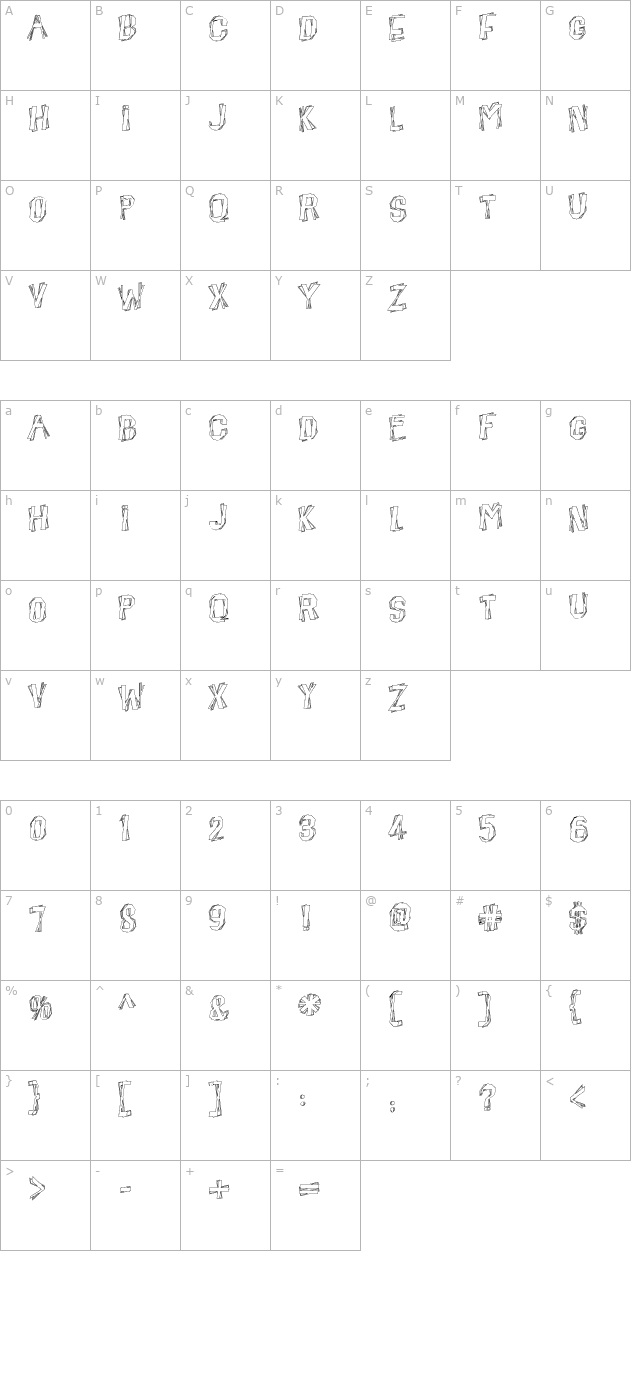 Beatnik Hayseed character map