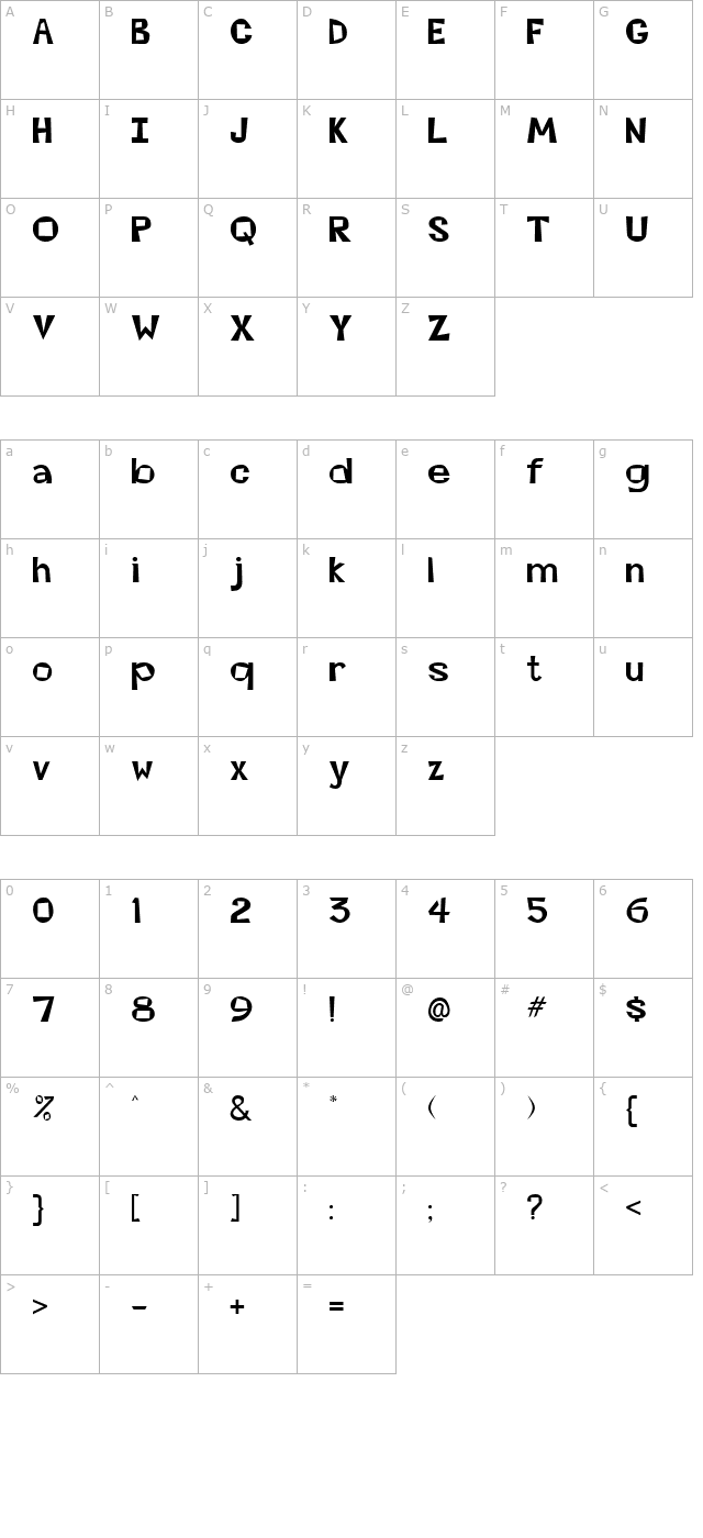 beatsville-regular character map