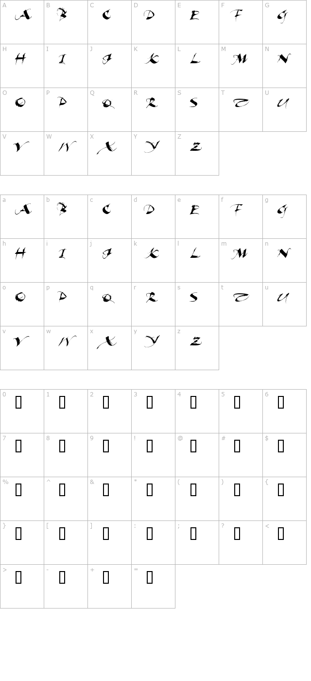beautiful-ink character map