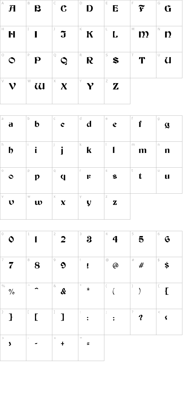 becker-medium character map