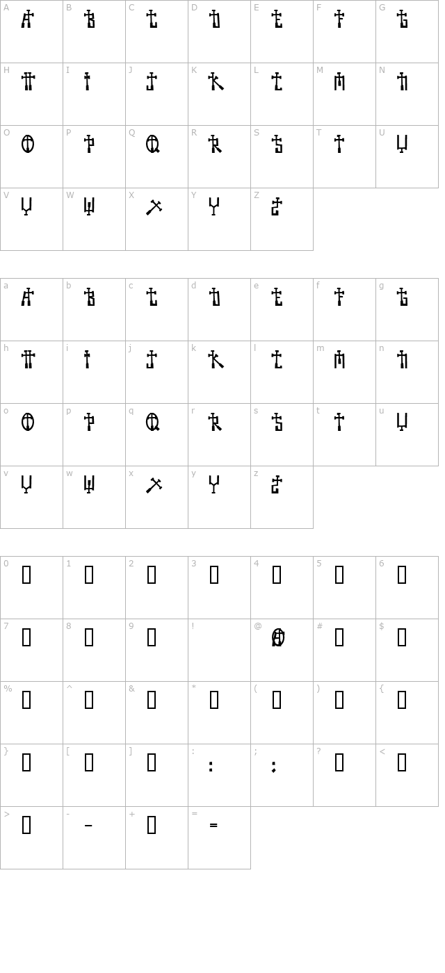 BECROSS character map