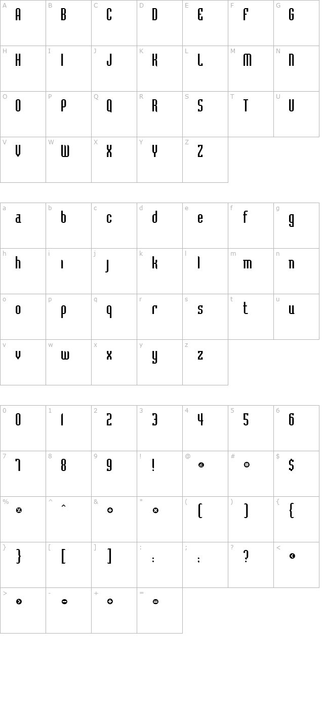 Bedrock character map