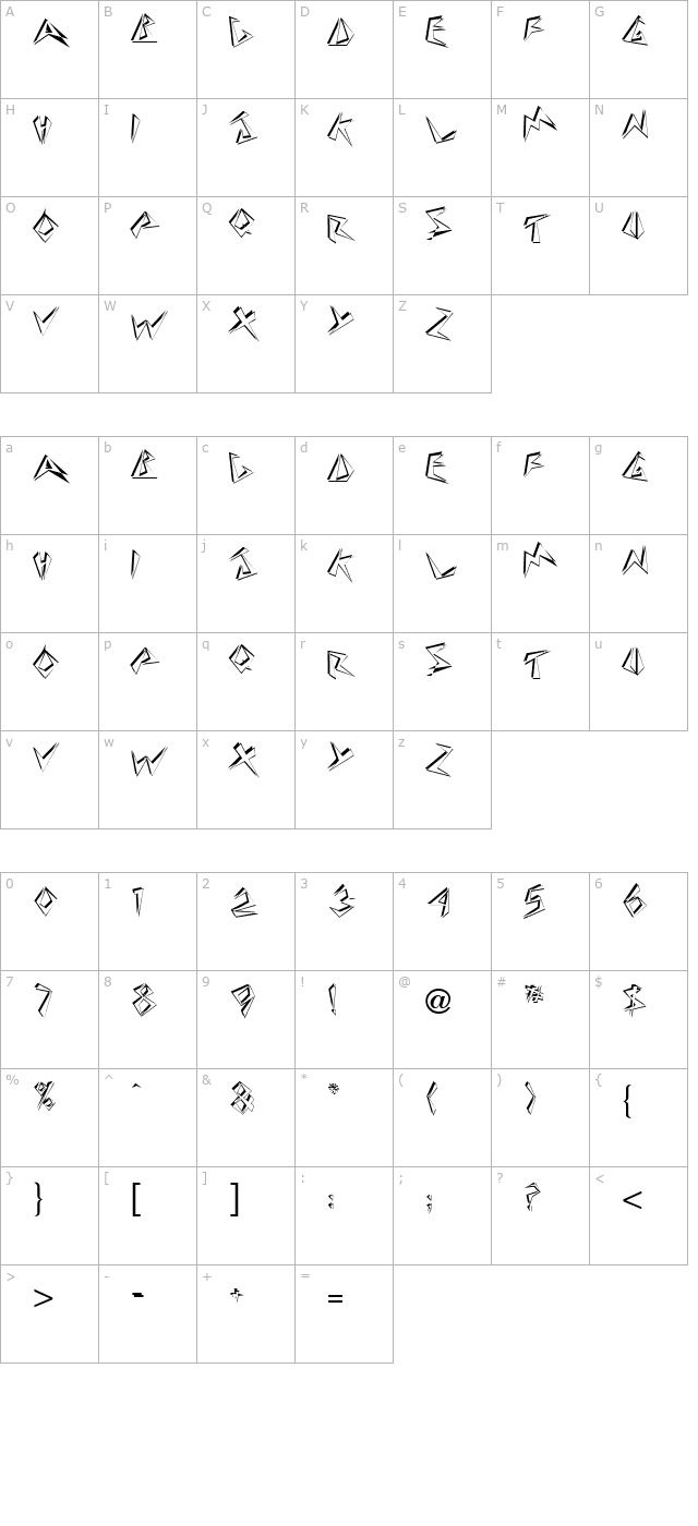 beebopp-regular character map