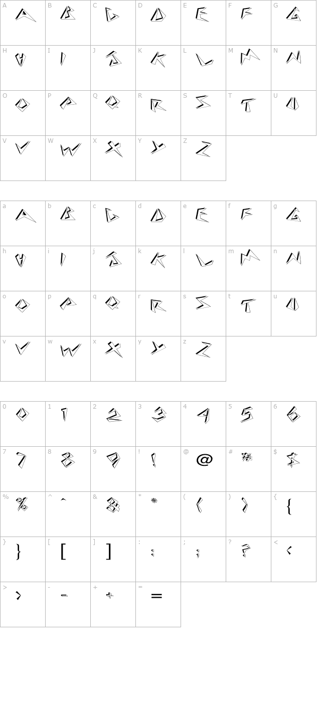 beebopp-wide character map