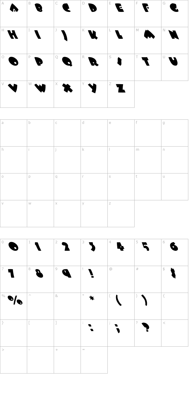 Bees Wax Extreme Lefty character map