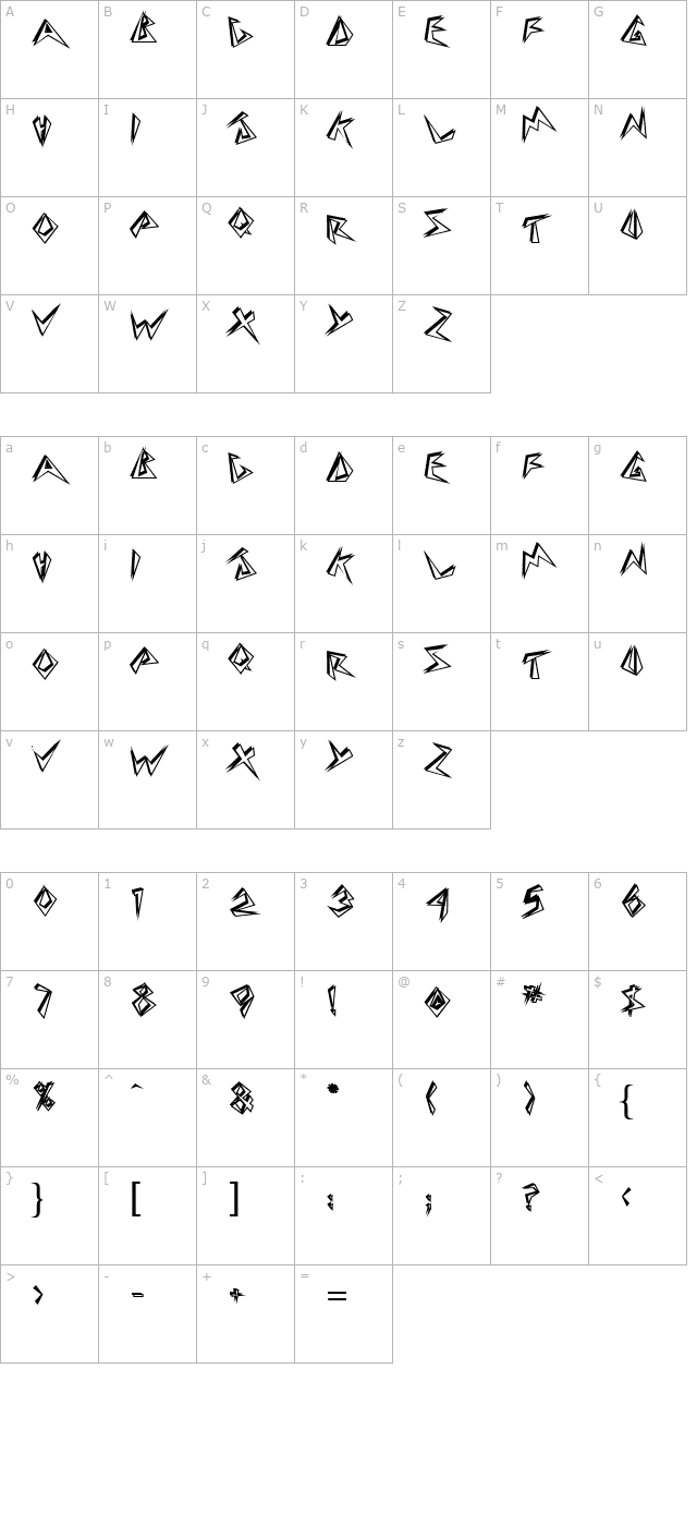 beeswax-bold character map