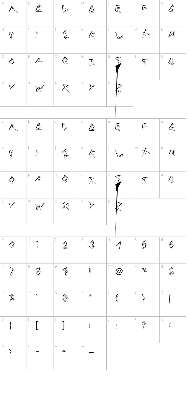 beeswax-regular character map