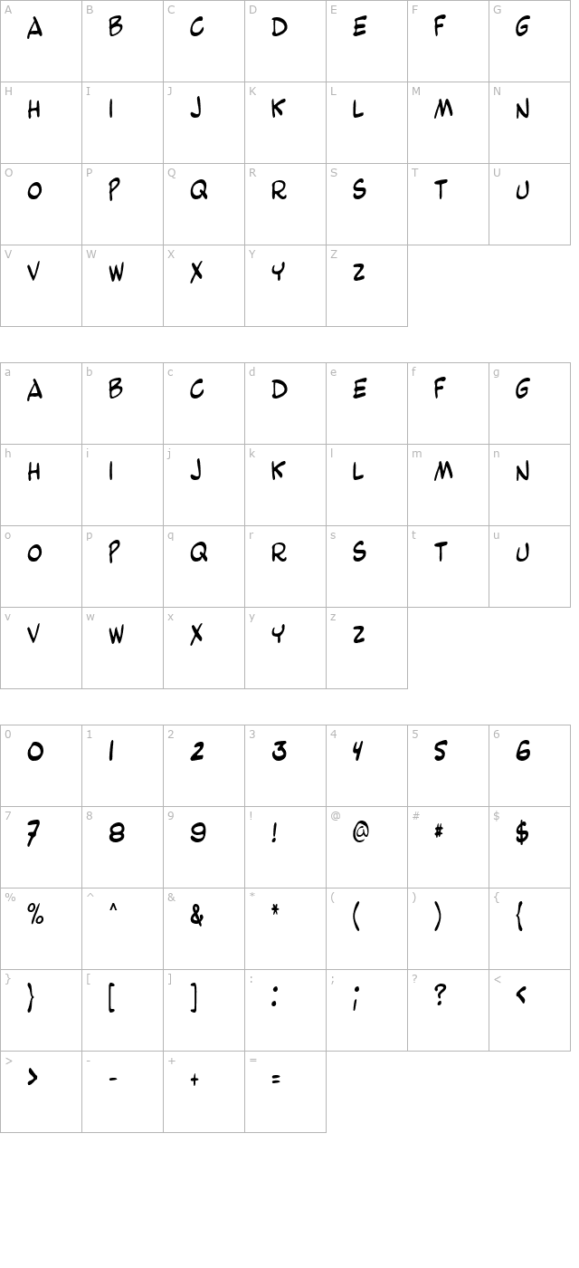 BeetleThin character map