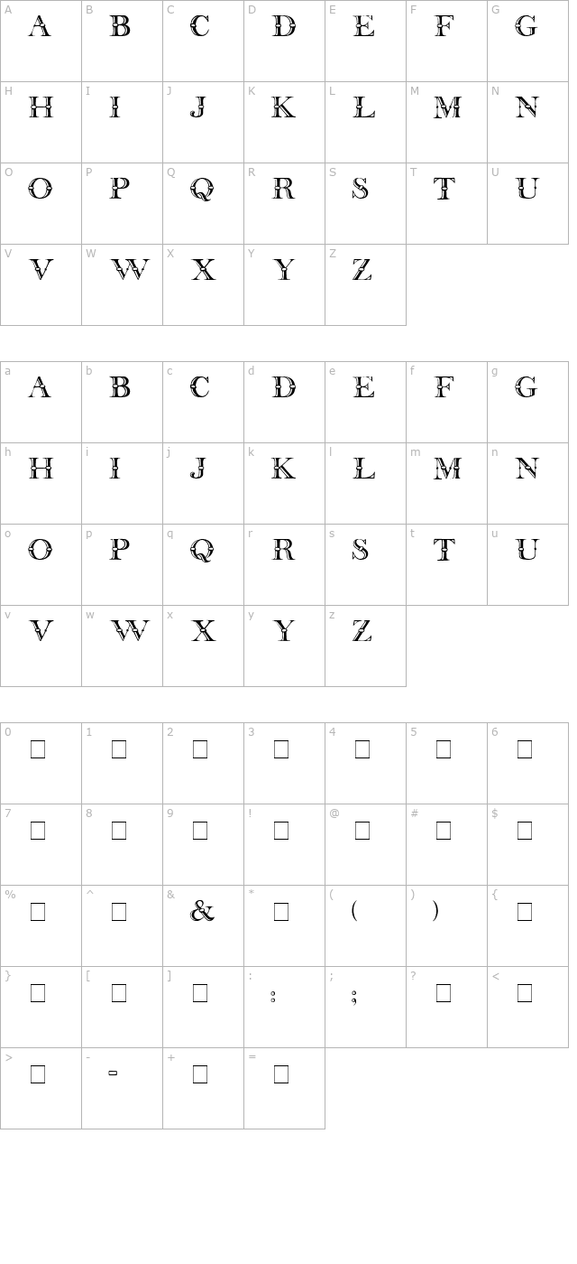 Beffle Medium character map