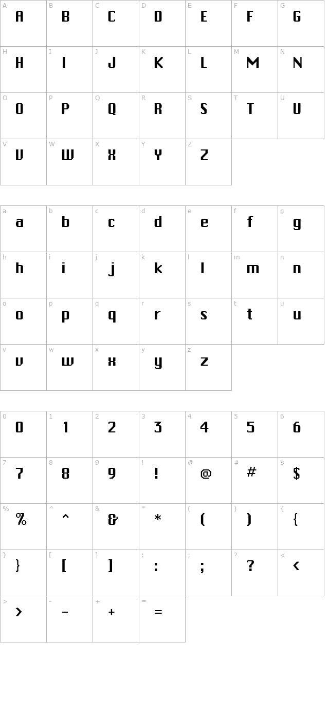 Beijing Regular character map