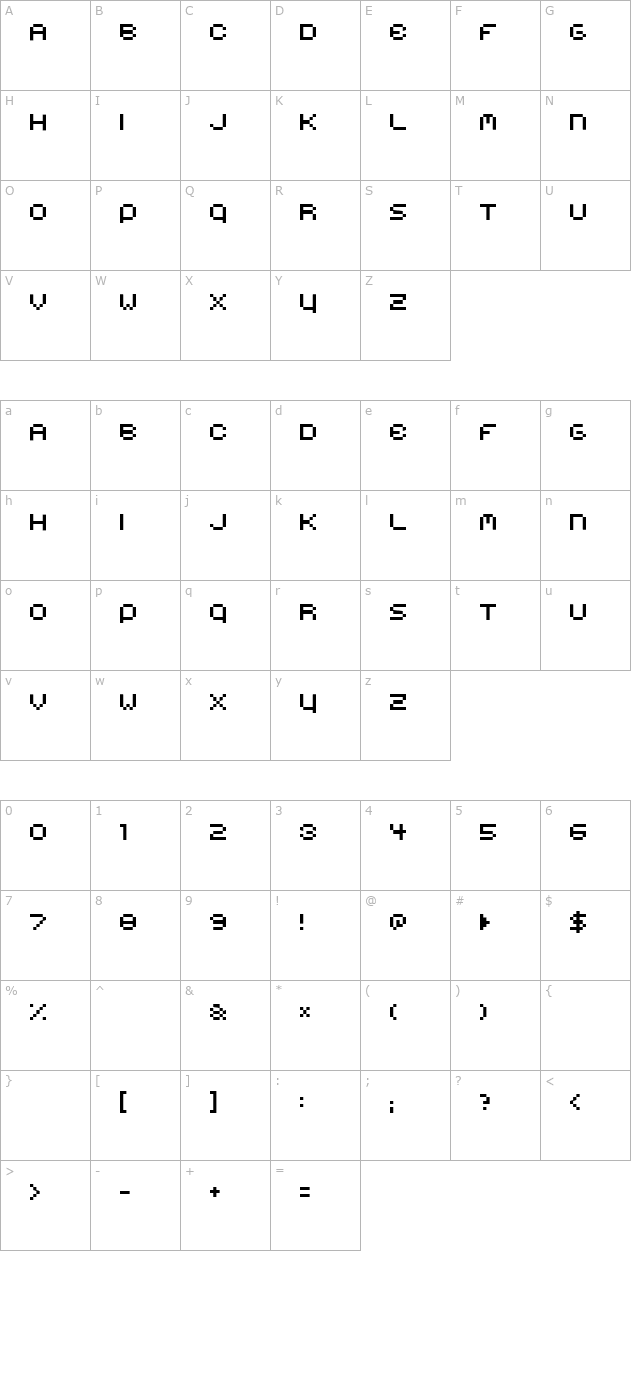 Belmongo character map