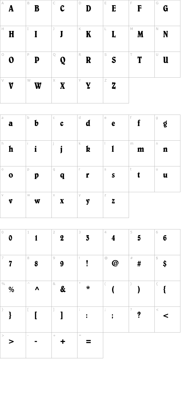 BelweStd-Condensed character map