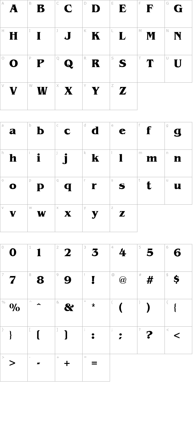 Benguiat Bold character map