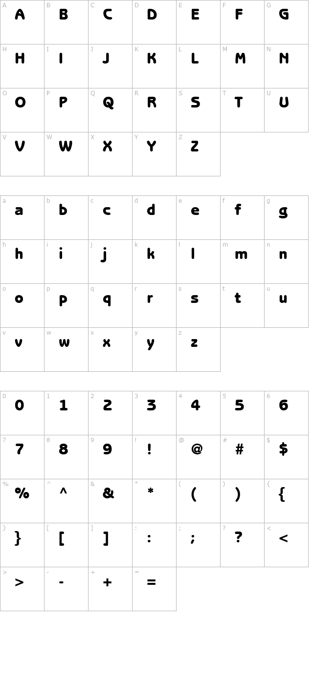 BenguiatGothic Heavy character map