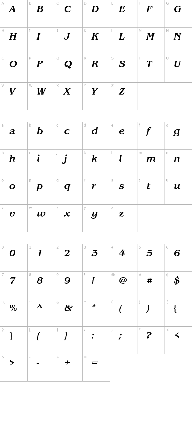 BenguiatStd-MediumItalic character map