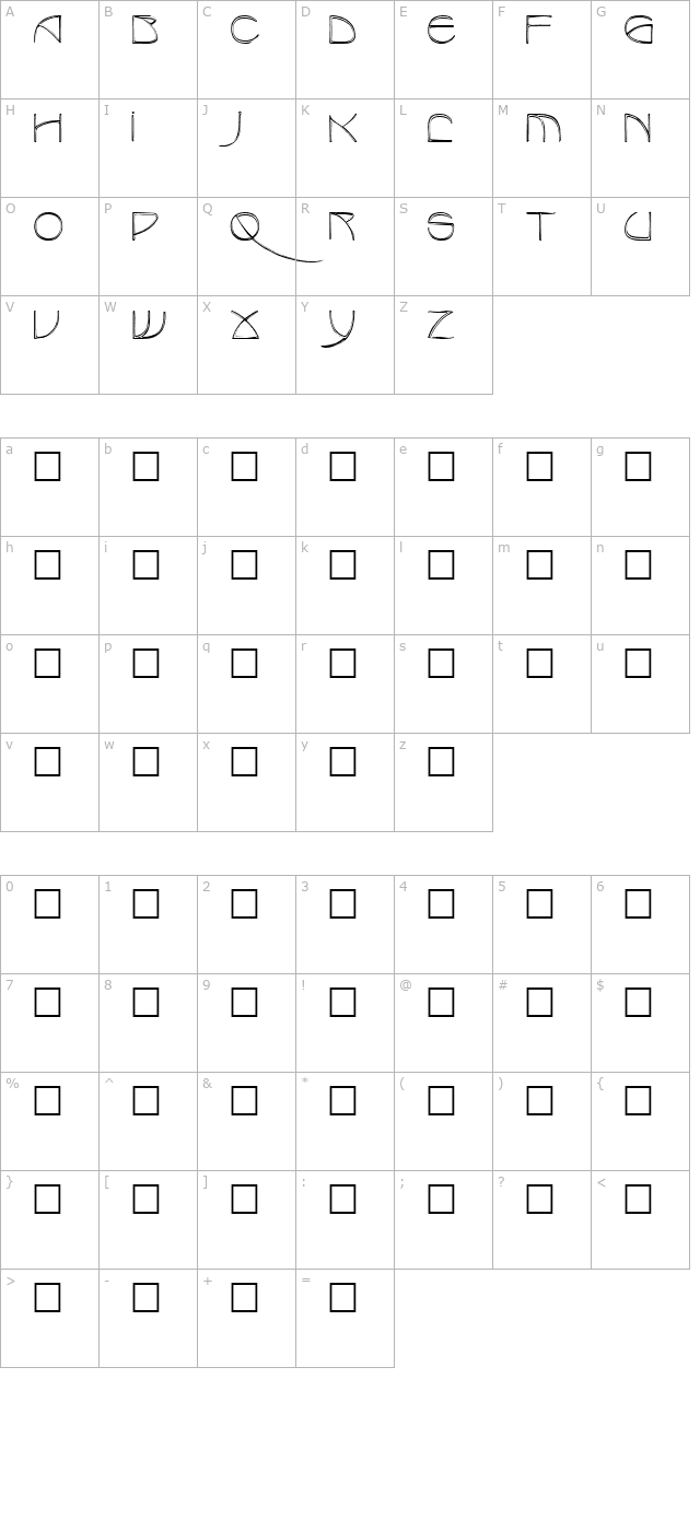 BENJAMIN Regular character map