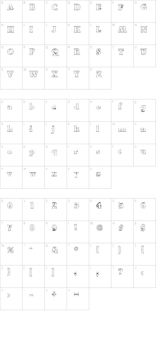 benjaminbeckeroutline-heavy character map