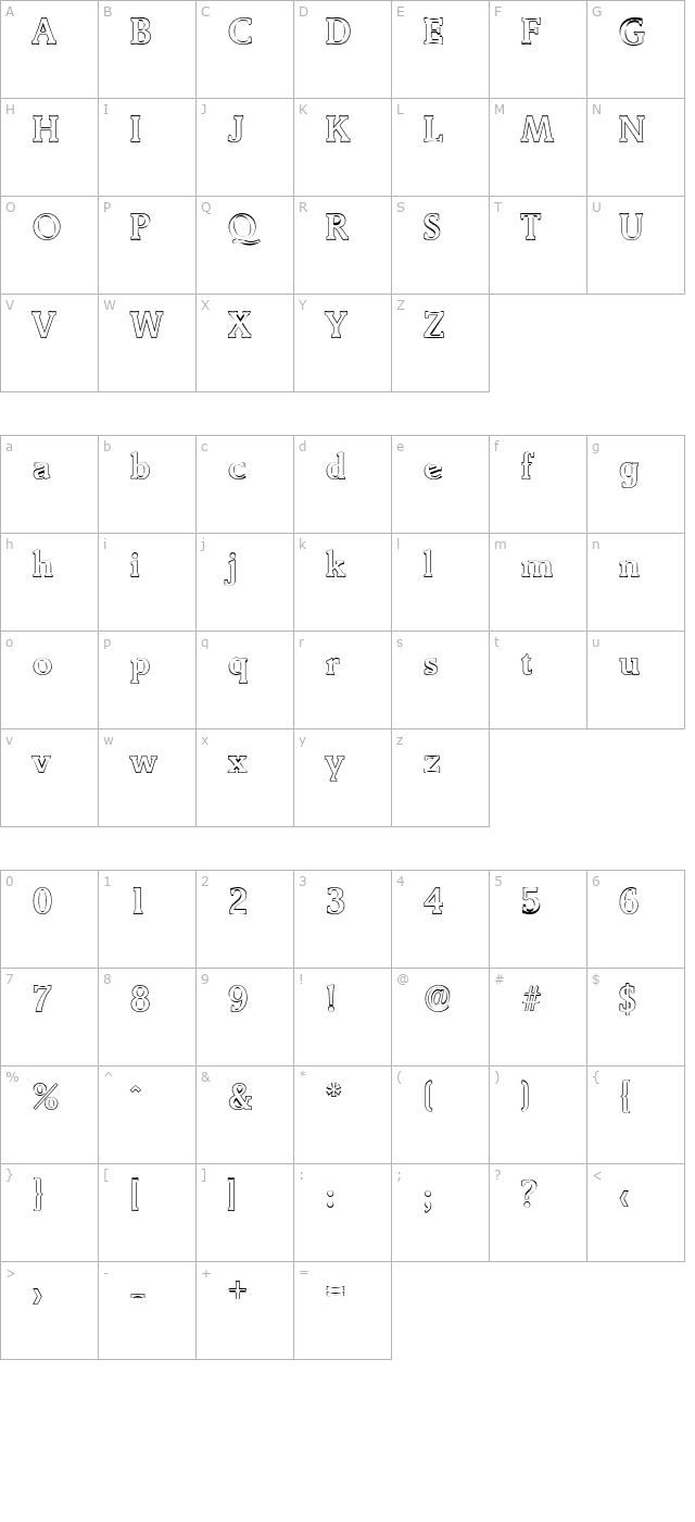 BenjaminBeckerOutline-Medium character map