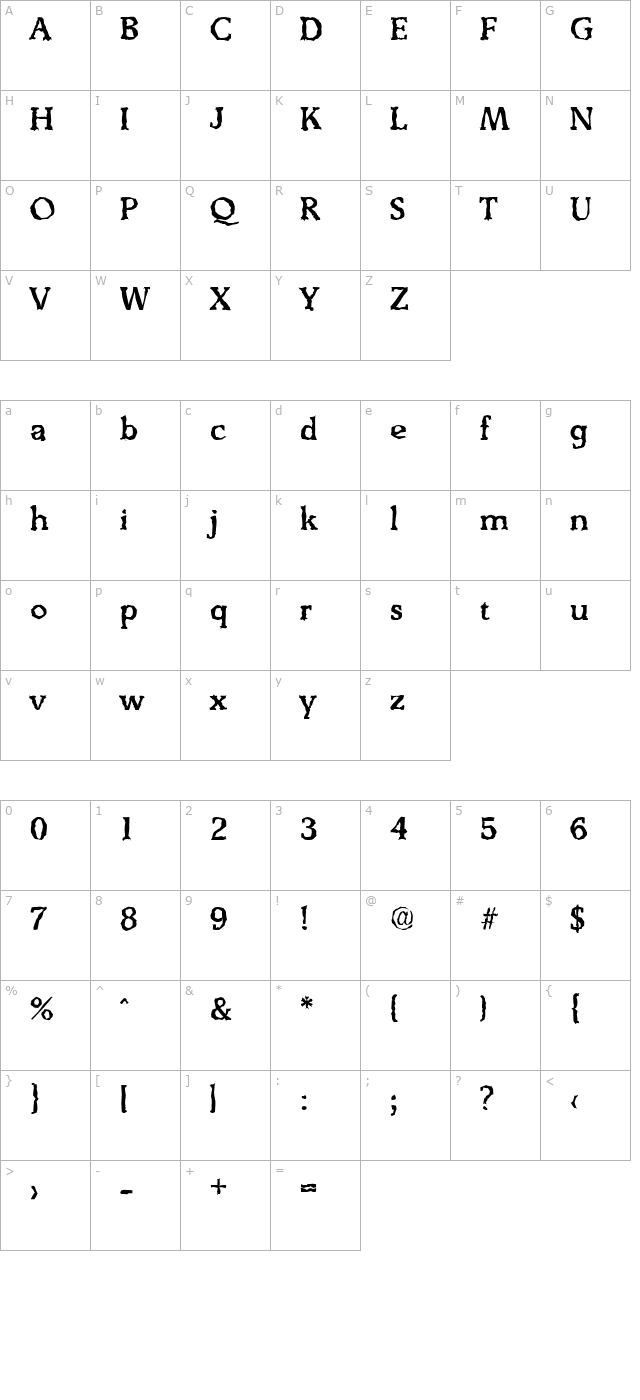 BenjaminBeckerRandom-Medium-Regular character map