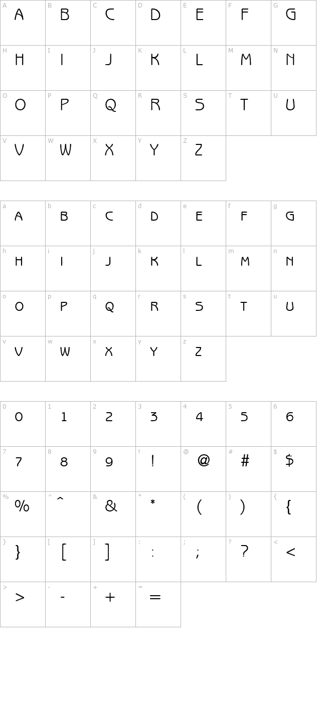 benjaminsanssmc-regular character map