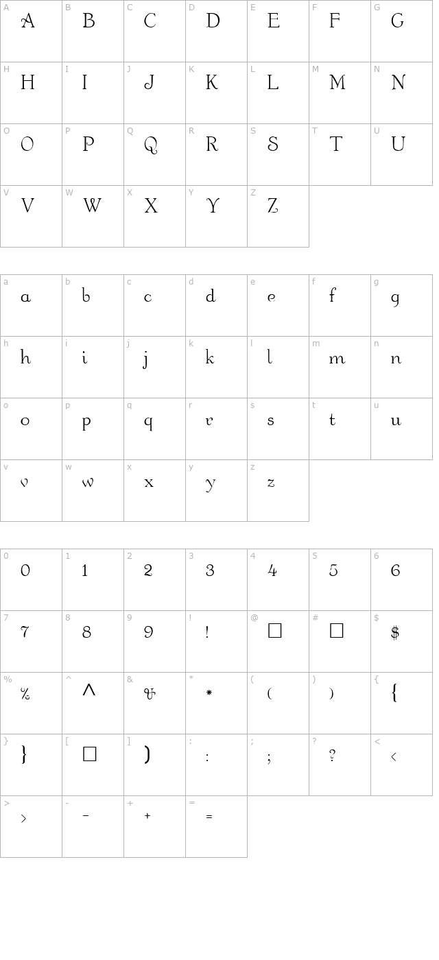 bentley character map