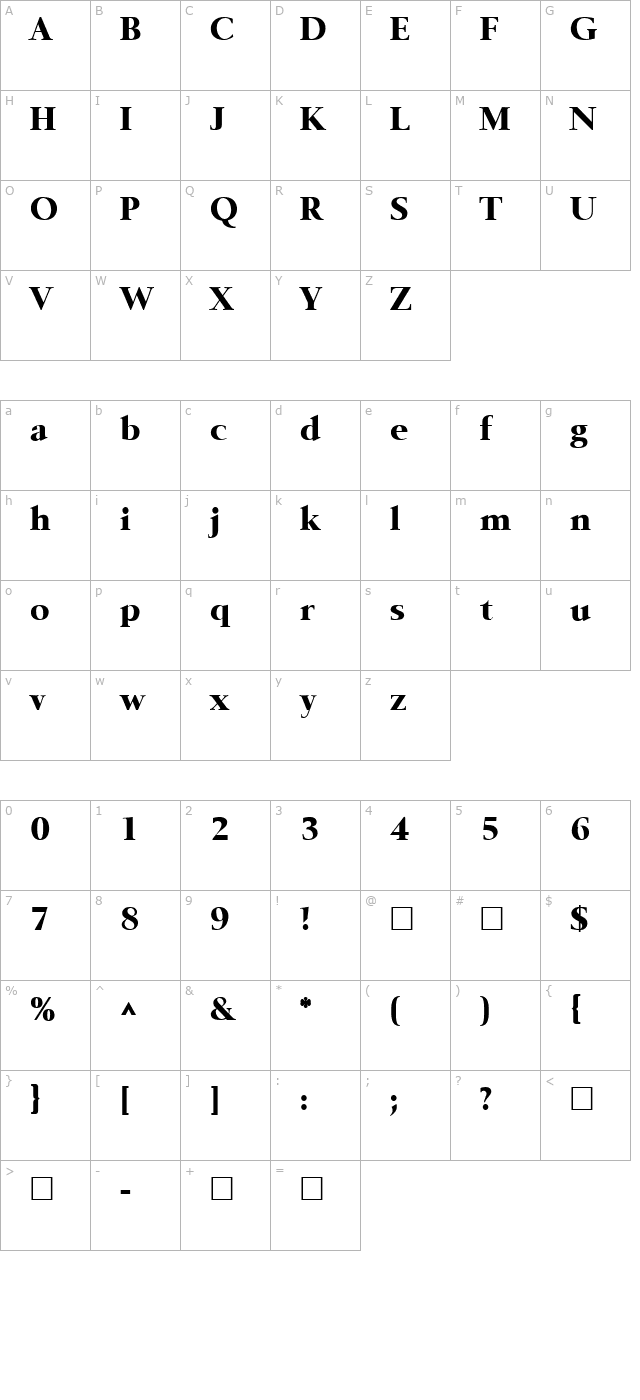 Bering Regular character map