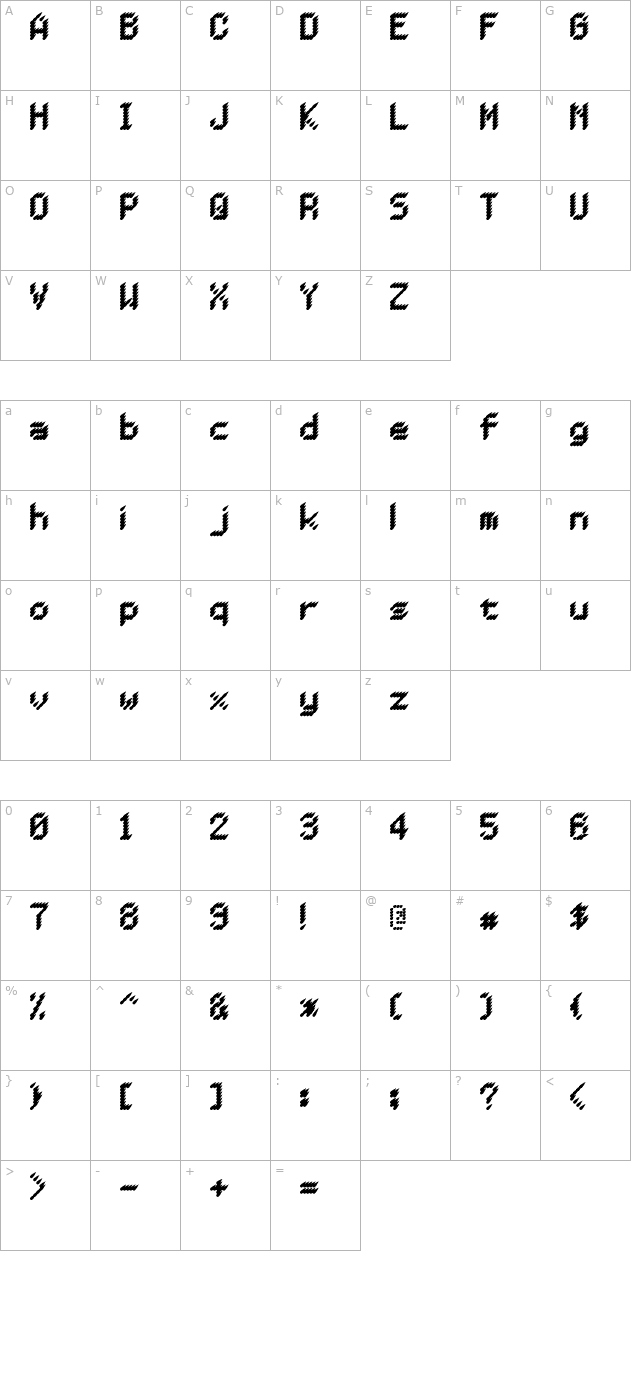 berlin-redrain character map