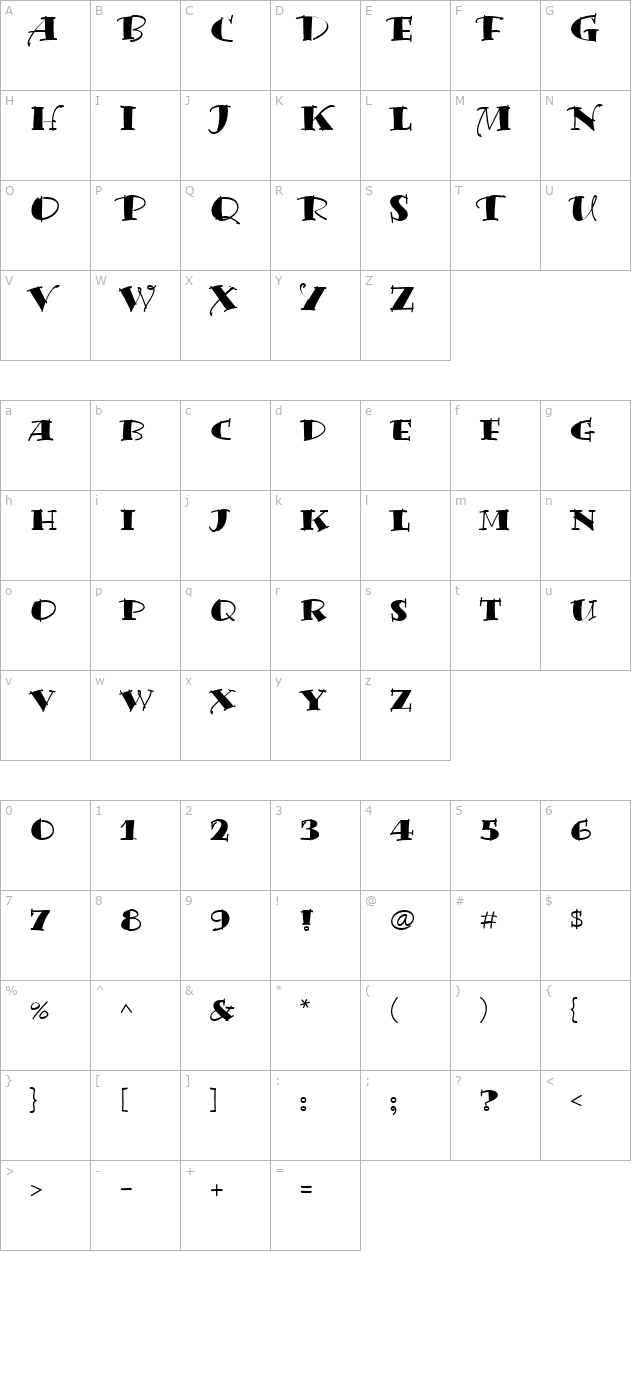 BermudaLPSolid character map