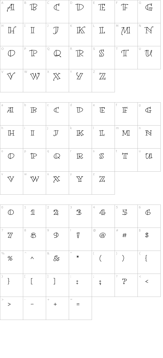 BermudaLPStd-Open character map