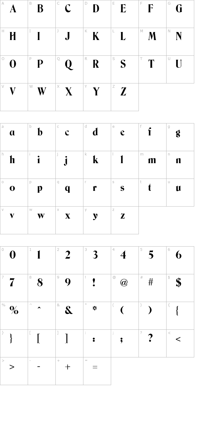 Bernase Roman Regular character map