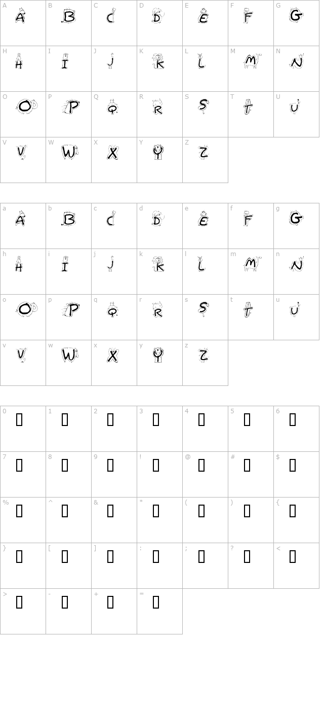 bestioles character map