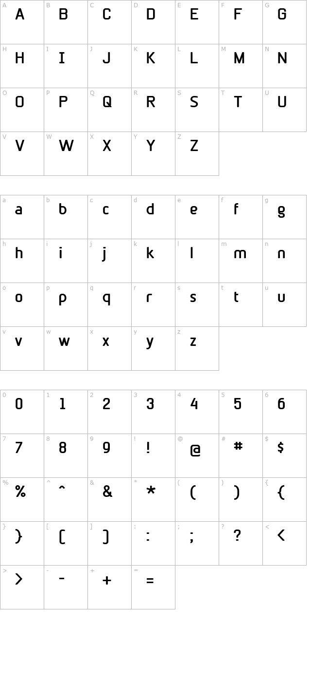 BetaSansBold character map