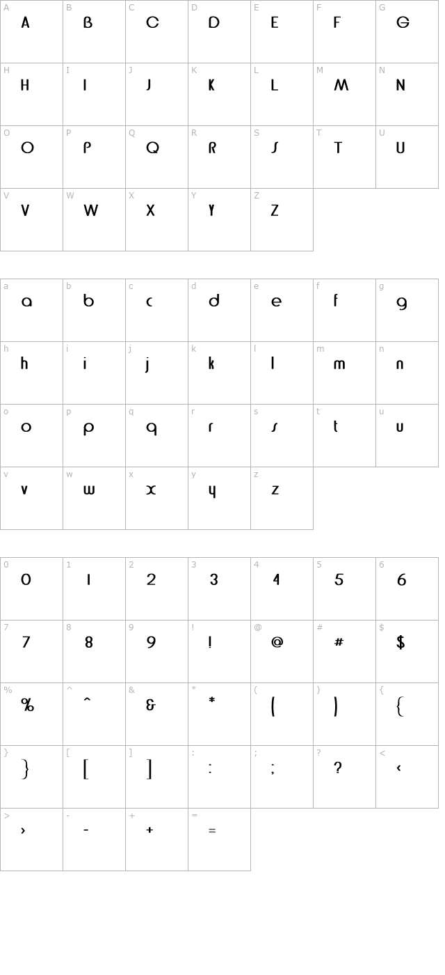 bethel-bold character map