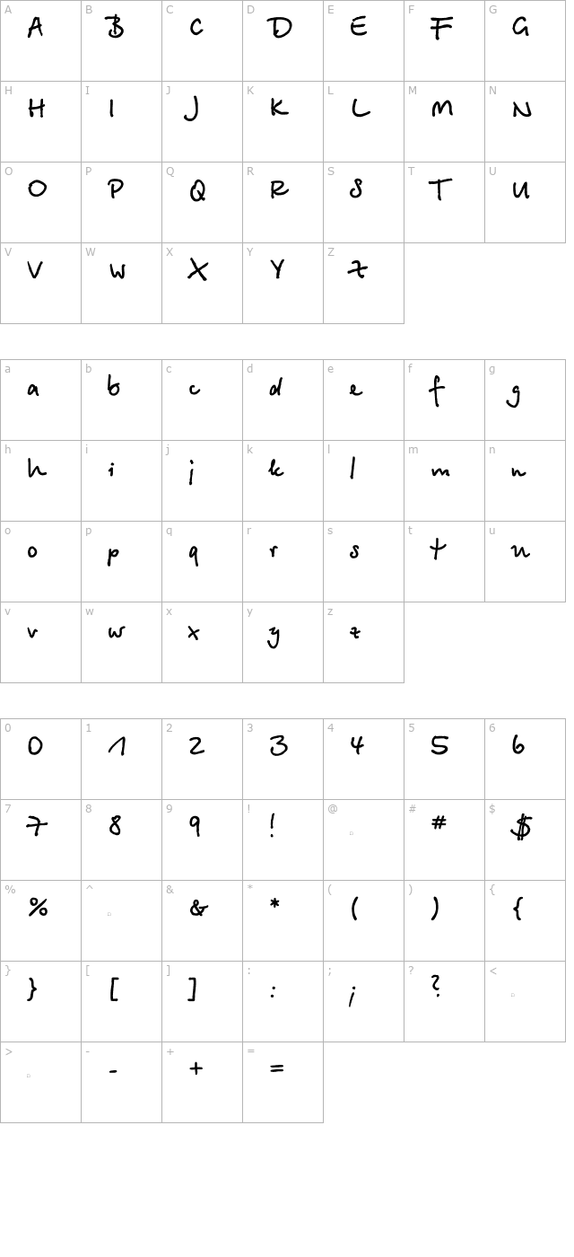 betinascriptctt-bold character map