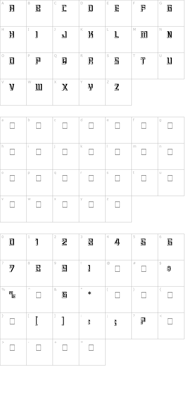 beveled character map