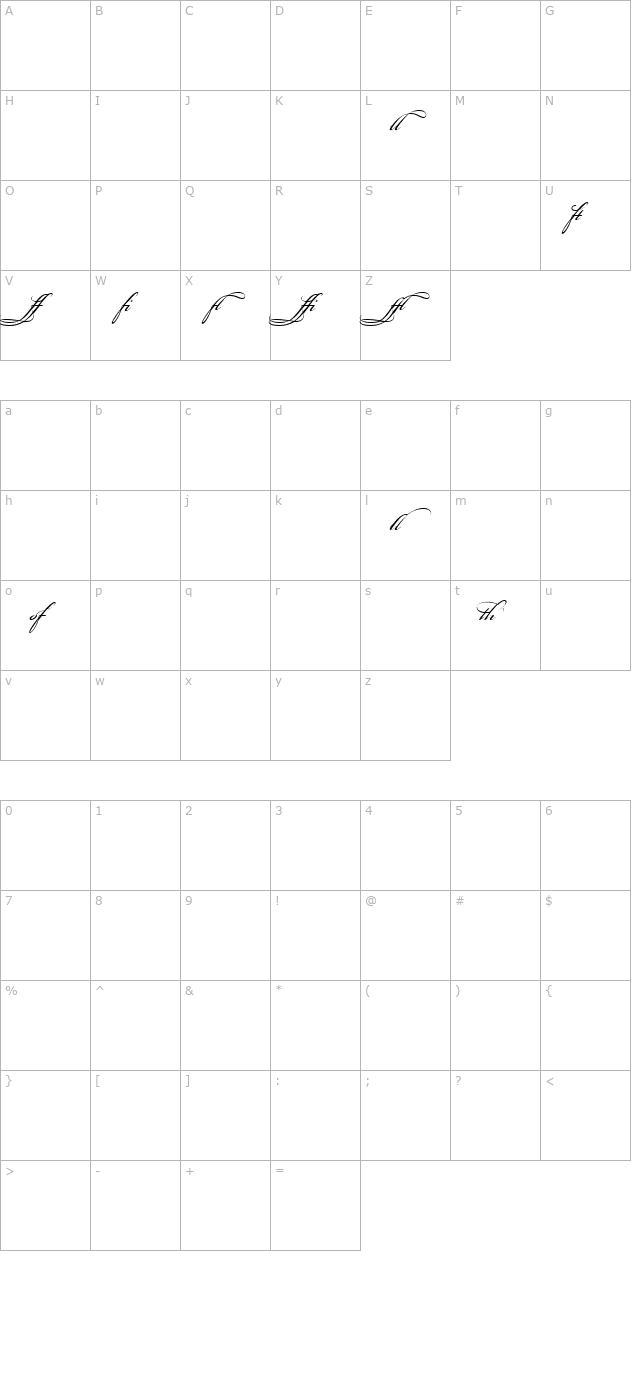 bickham-script-ligatures character map