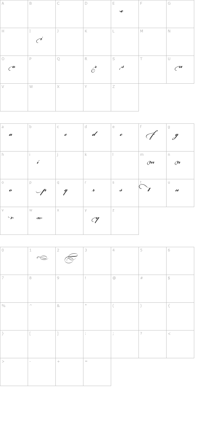 Bickham Script MM Beginnings_600 wt character map