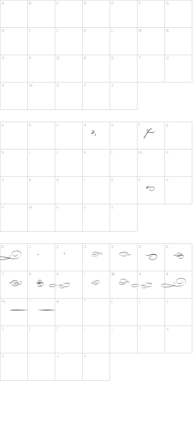 Bickham Script MM Endings character map