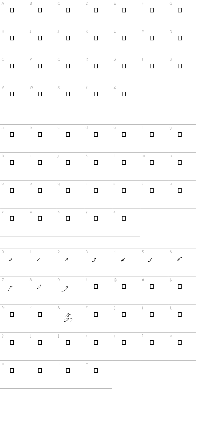 BickhamScriptMM AltI character map