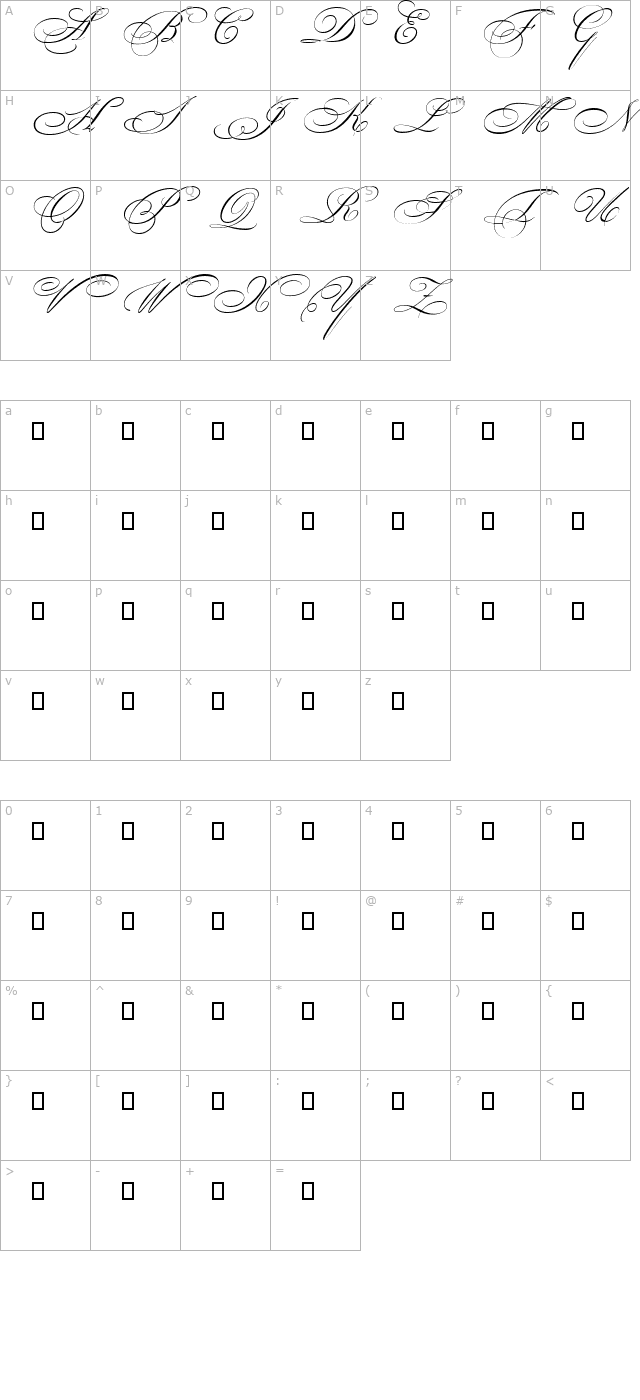 BickhamScriptMM SwCaps character map