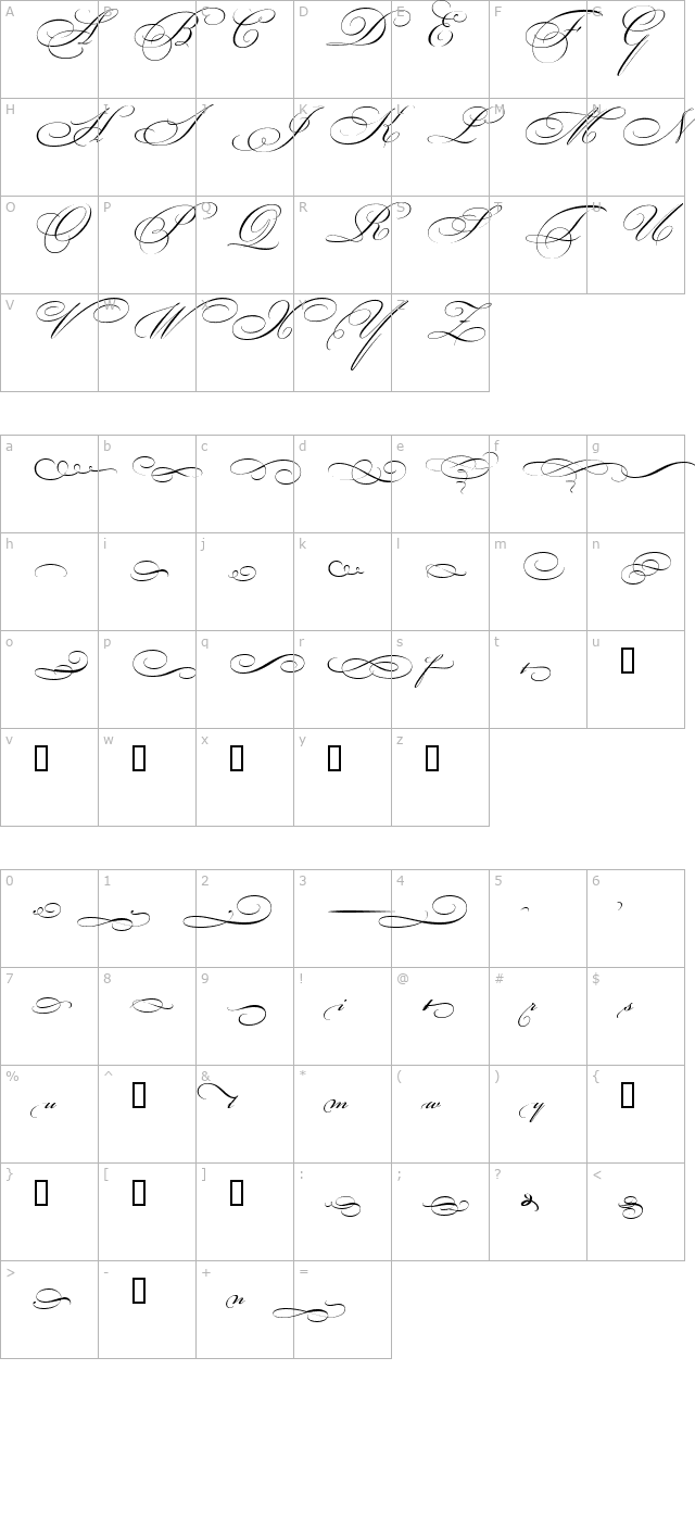 bickhamscriptorniments2 character map