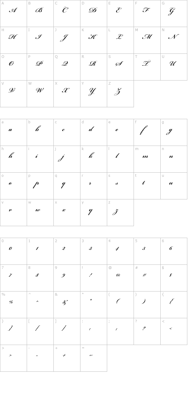 bickhamscriptstd-bold character map