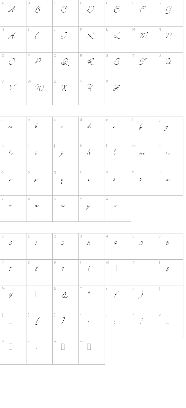 bickley-script-let character map