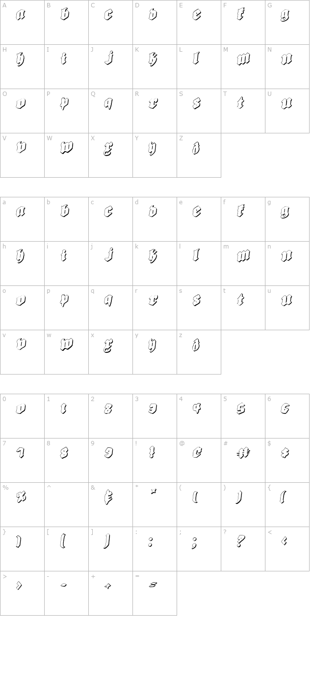 Biergarten Rotalic Shadow character map