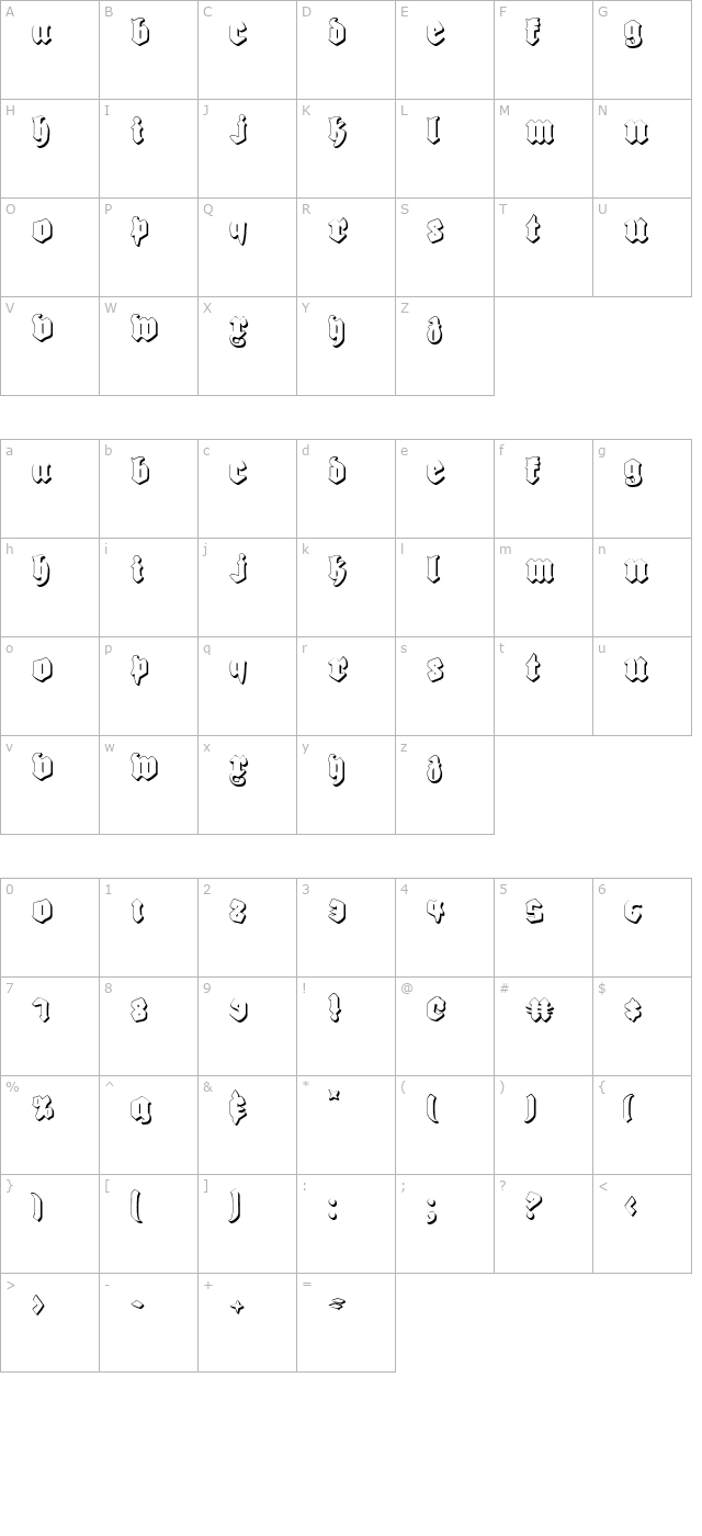 Biergarten Shadow character map